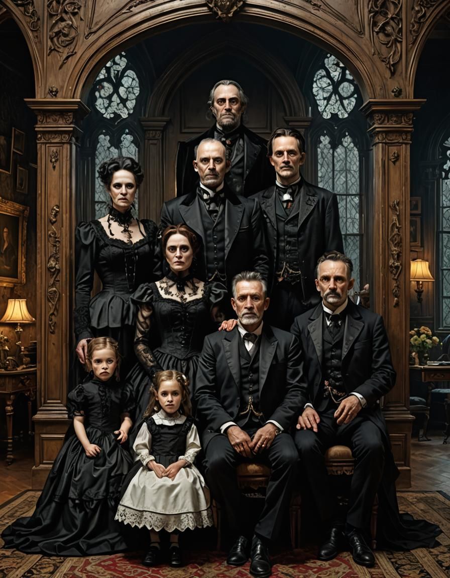 Gothic Family Portrait in Victorian Style