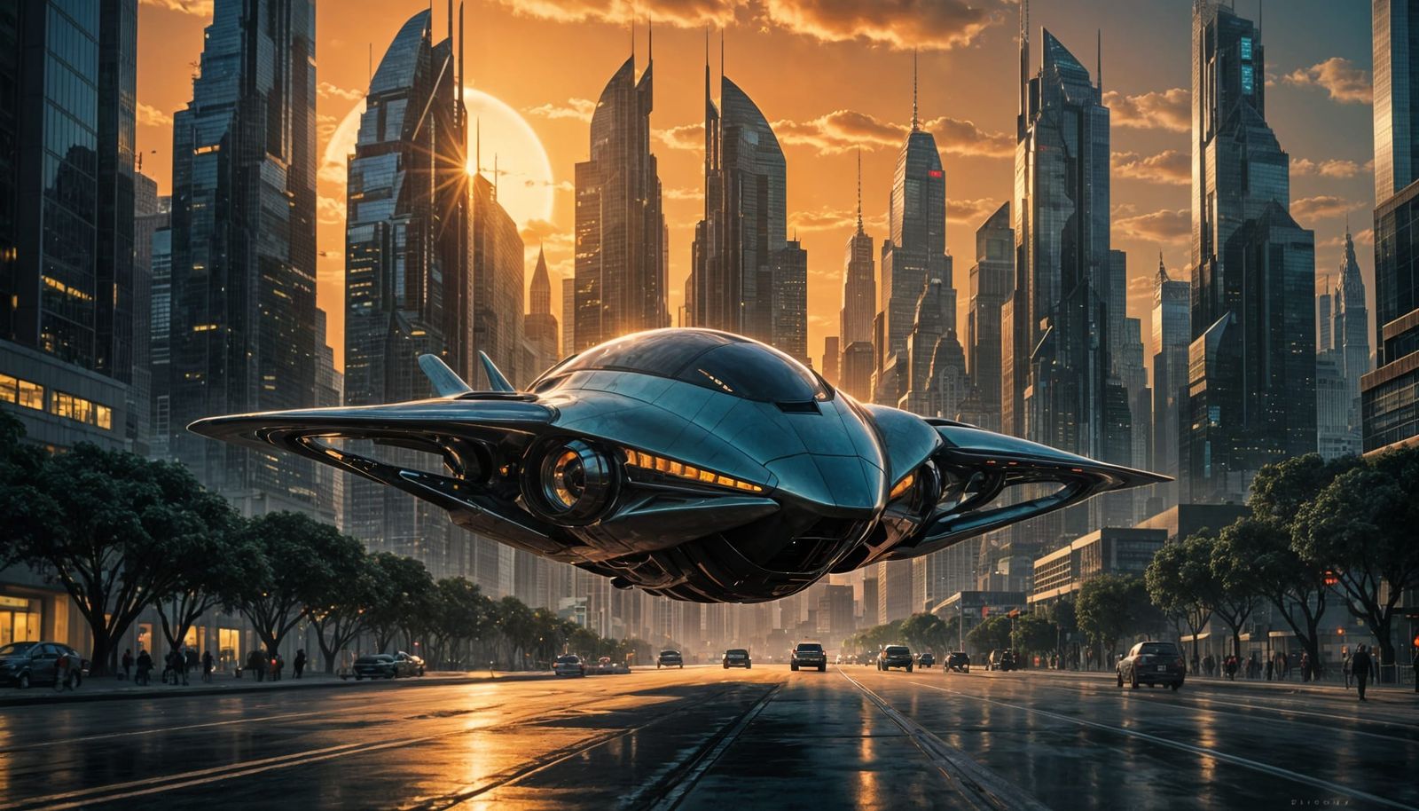 Alien Spaceship Over Earth City - Professional Photography