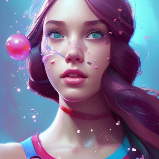 Gumball Girl Portrait in Art Nouveau Style