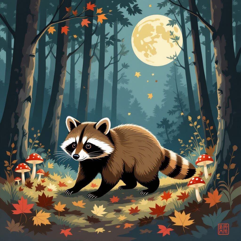 A mischievous raccoon