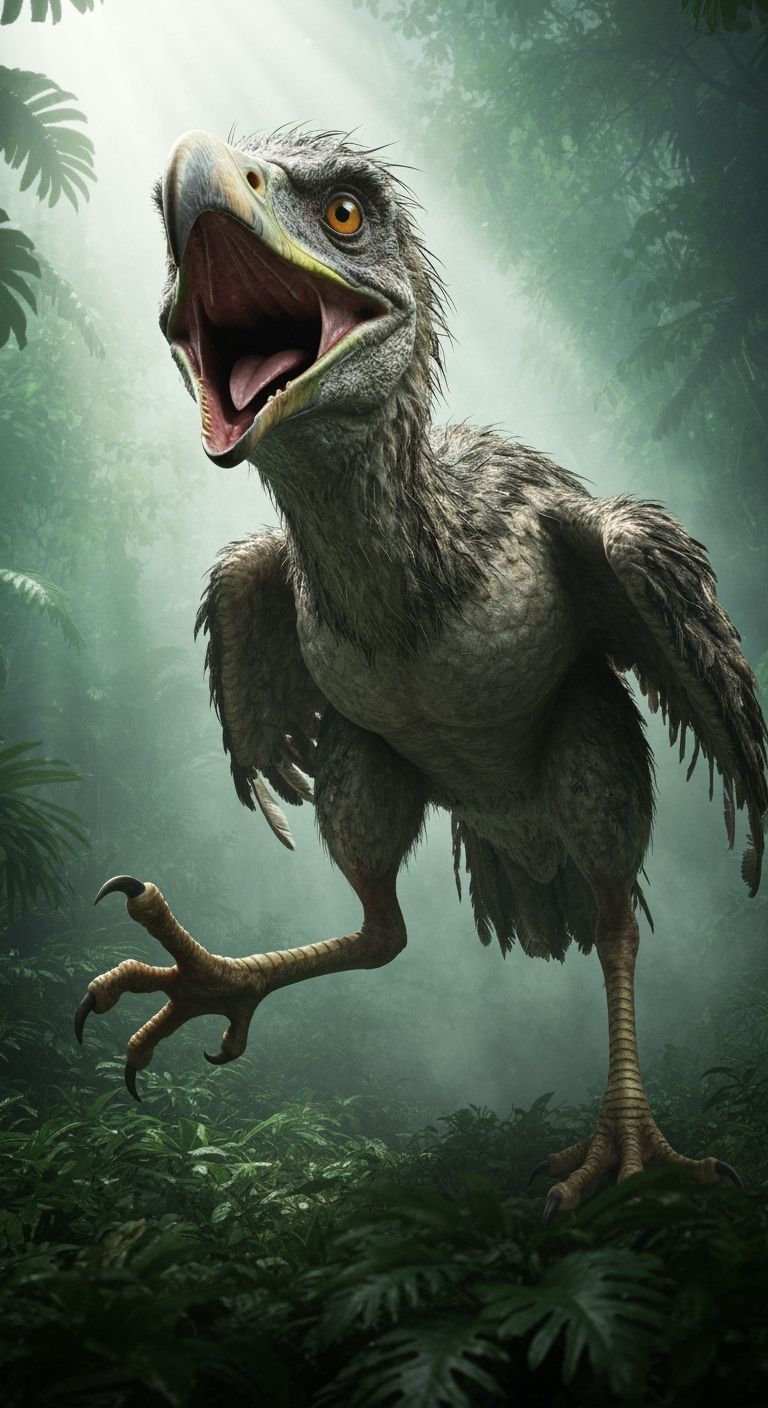 Terrifying Terror Bird Emerges from Jungle in Photorealistic...