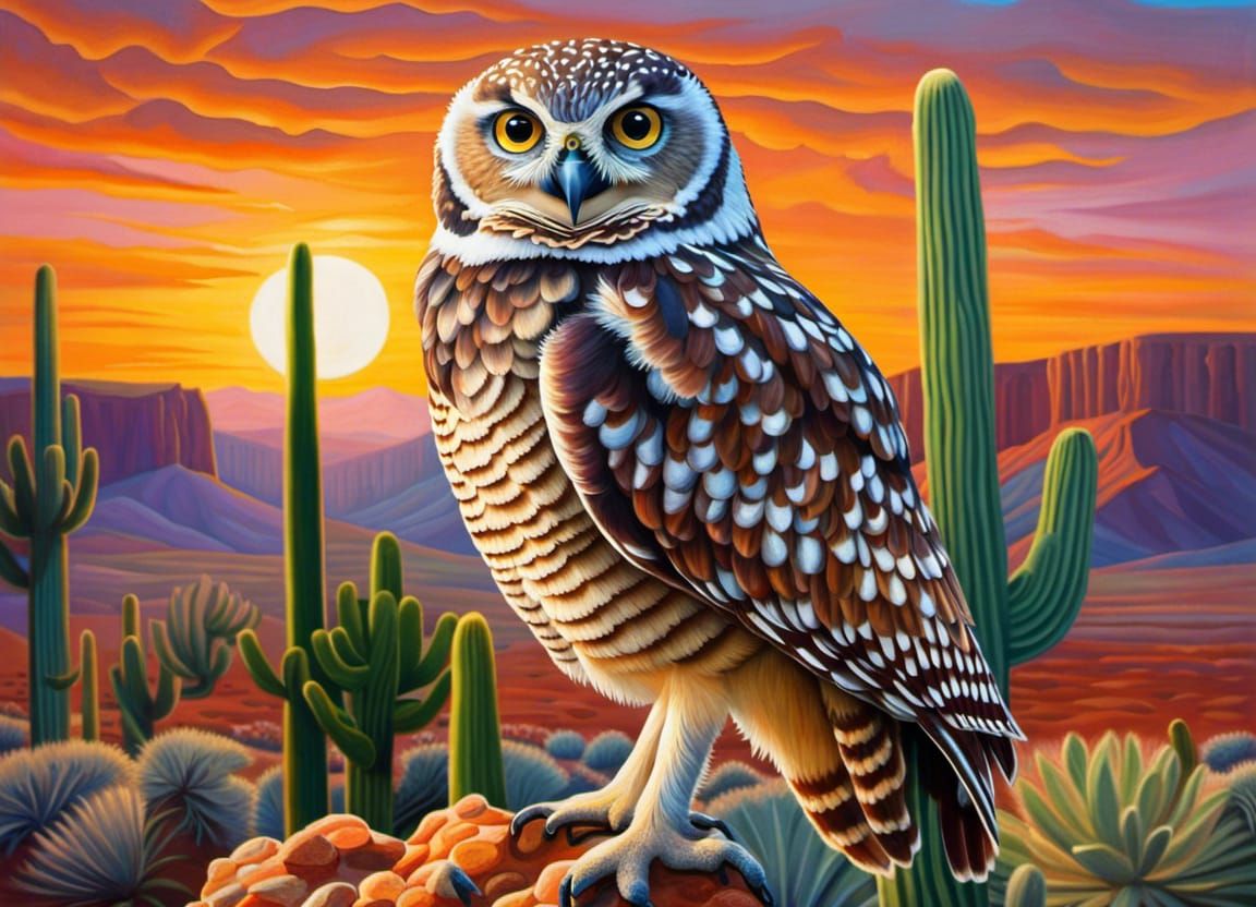Burrowing Owl by Sunset