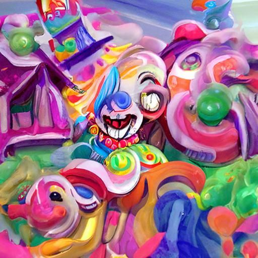 Vibrant Zombie Circus in Gouache Wonderland