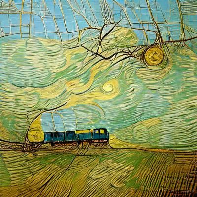 Train Journey as Van Gogh Inspired Painting
