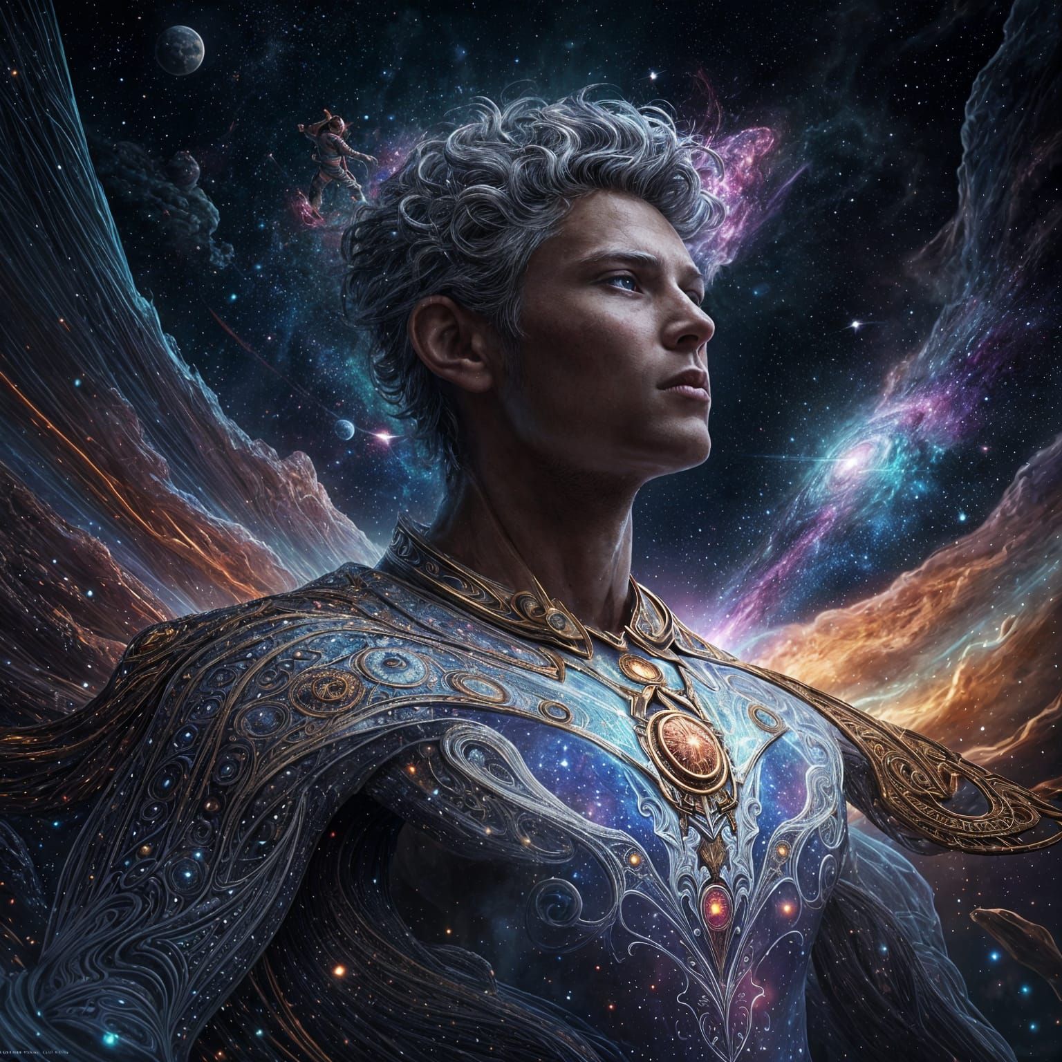 Cosmic Superhero Soaring Through the Universe