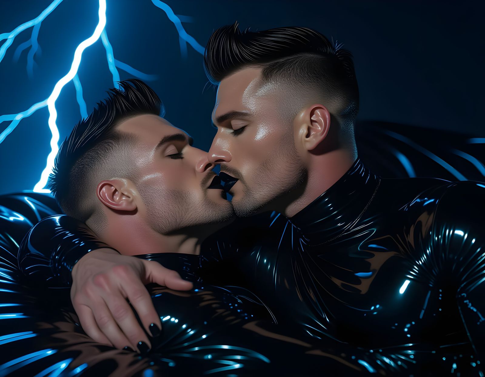 Hyperrealistic Men in Latex Bodysuits