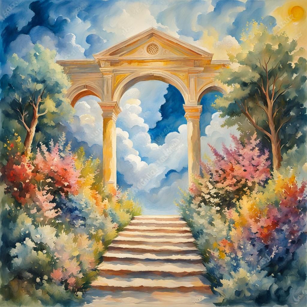 Heaven's Entrance in Gouache Impressionist Style
