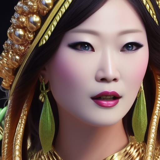 Hyperrealistic Woman in Art Nouveau Rococo Architecture