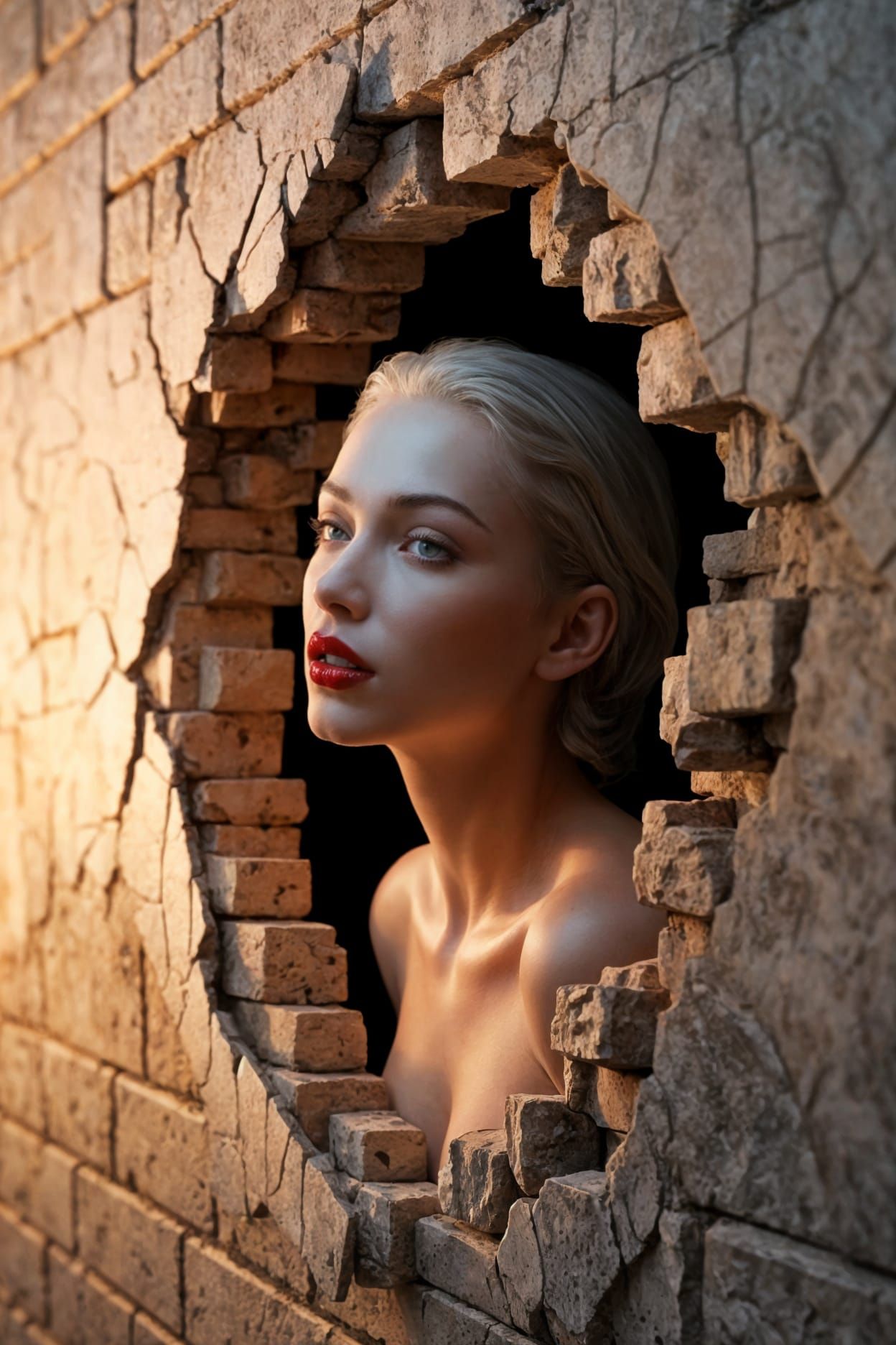 Woman with Red Lips in Digital Art Portrait