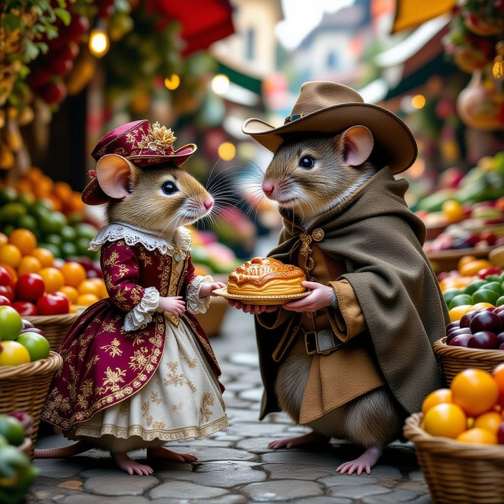 Whimsical City Mouse Meets Country Mouse in Enchanted Market...
