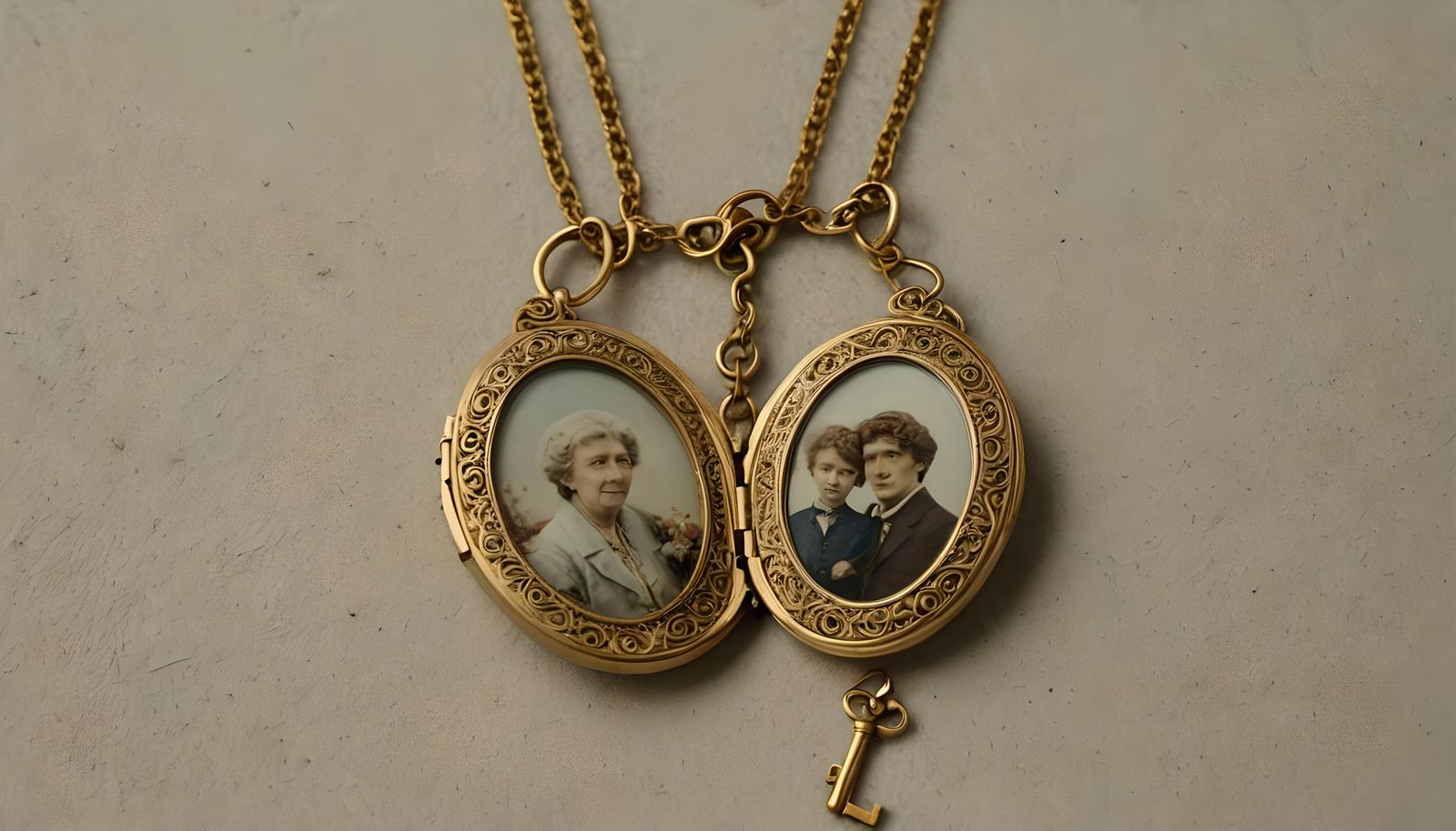 Locket with Key: Young Couple's Memory