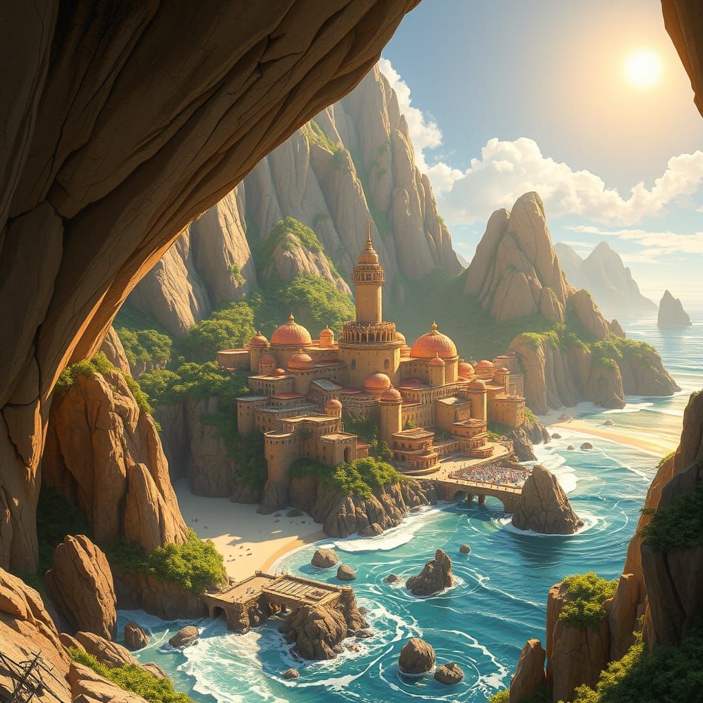 Surreal Coastal City Thrives in Labyrinthine Cave Structures