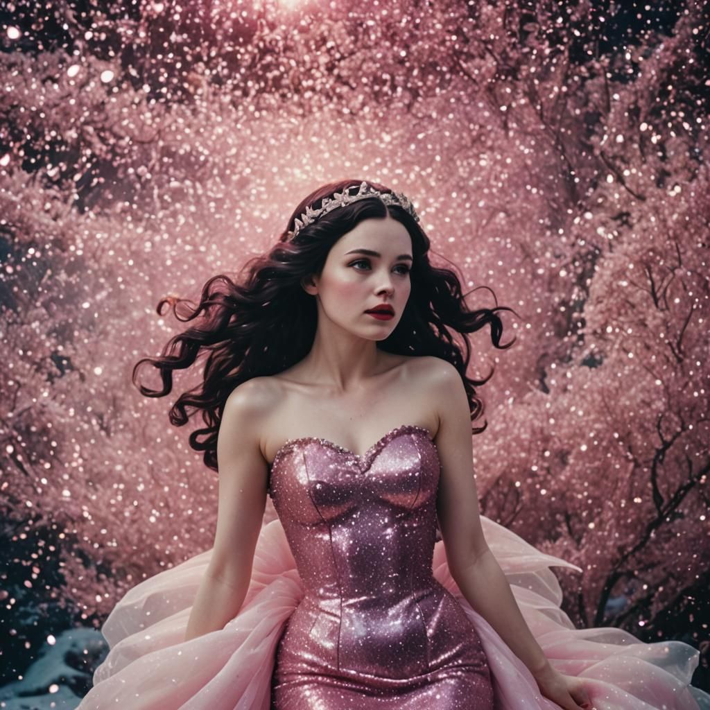Snow White Space Mermaid with Pink Sparkles