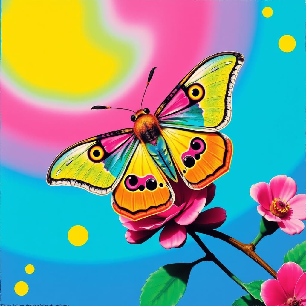 Luna Moth in Pop Art Style