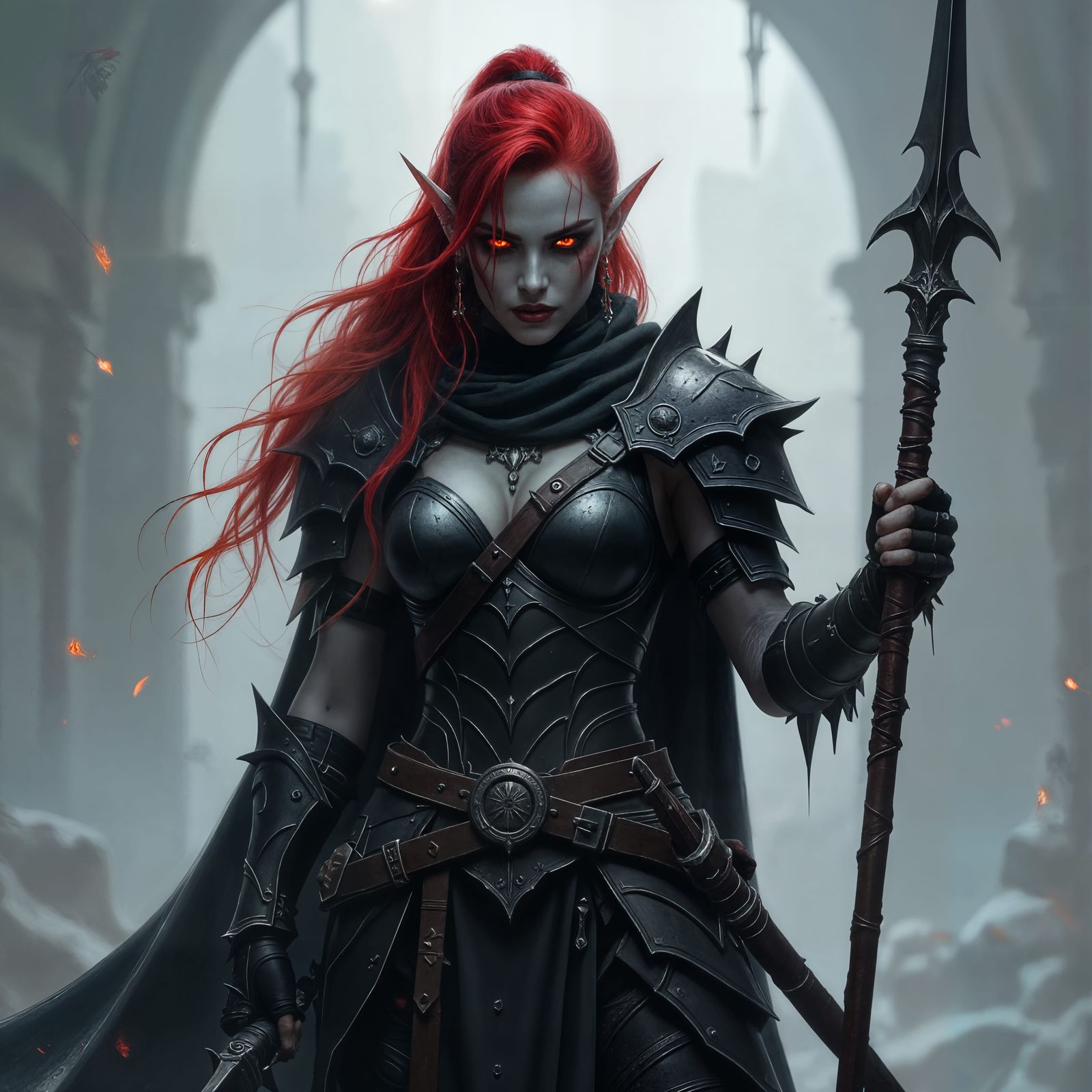 Dark Elf Warrior in Dramatic Matte Painting