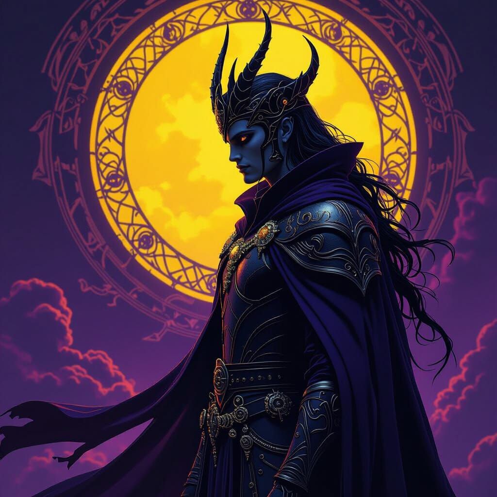 Dark Fantasy Character in a Detailed Art Nouveau Style