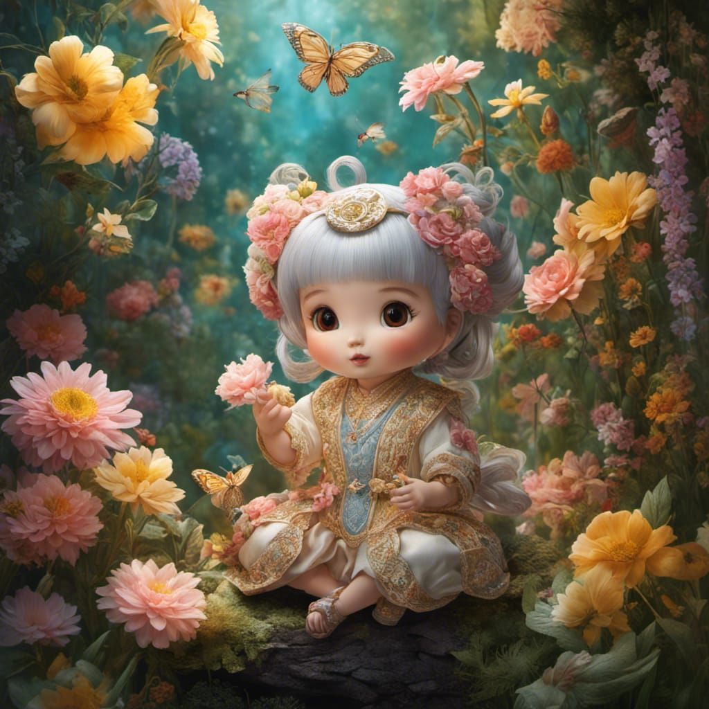 Cute Puppet in Cozy Theater: Digital Fantasy Art