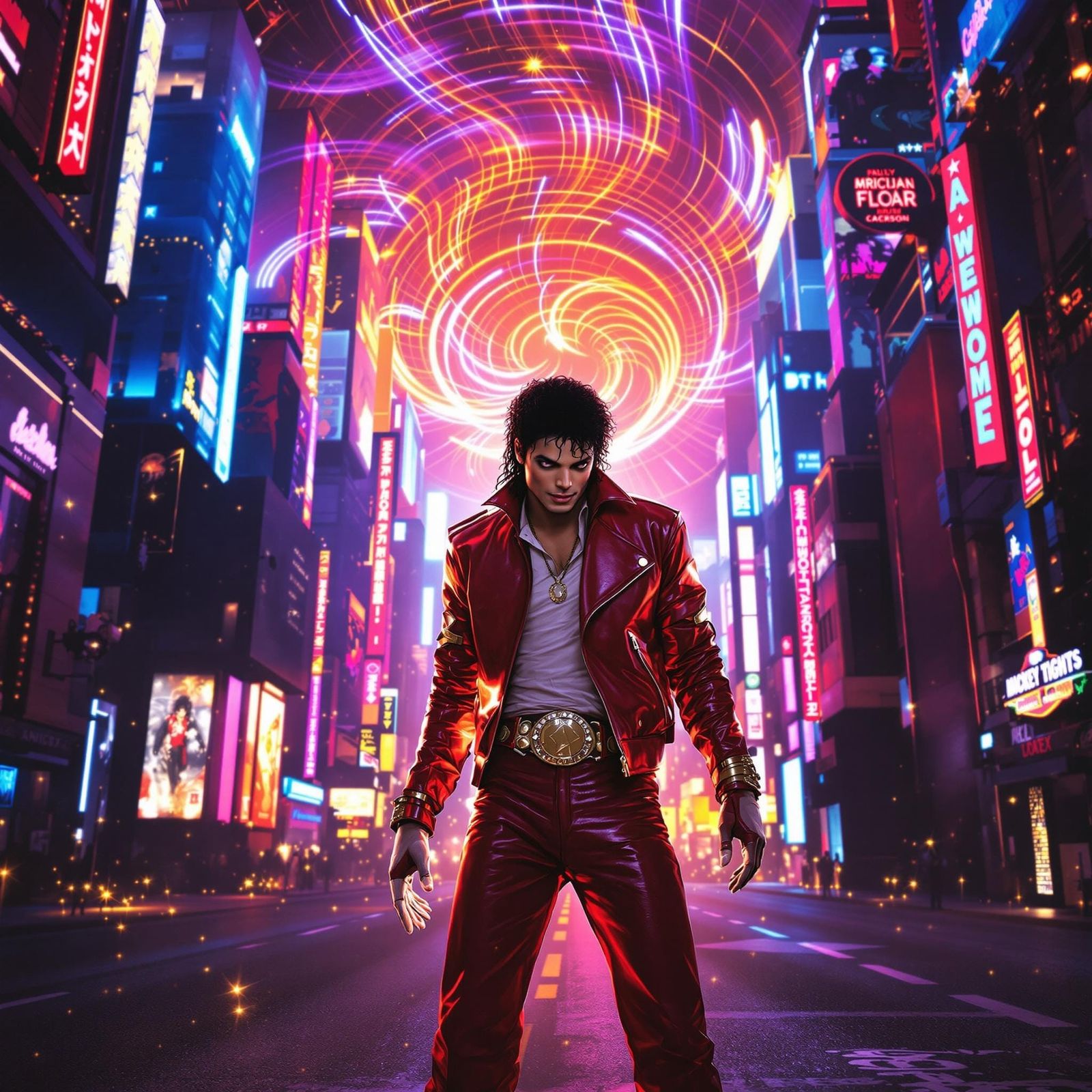 The King of Pop in Neon Dreamscape