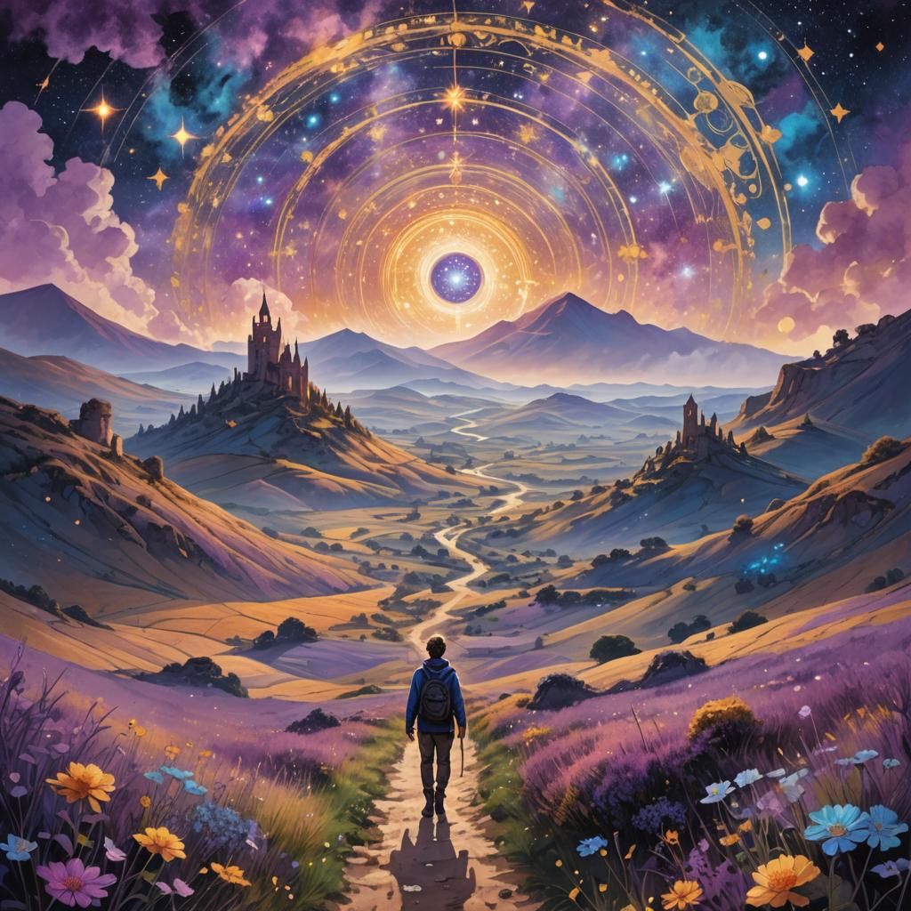 Galactic Camino Concept Art in Surreal Style