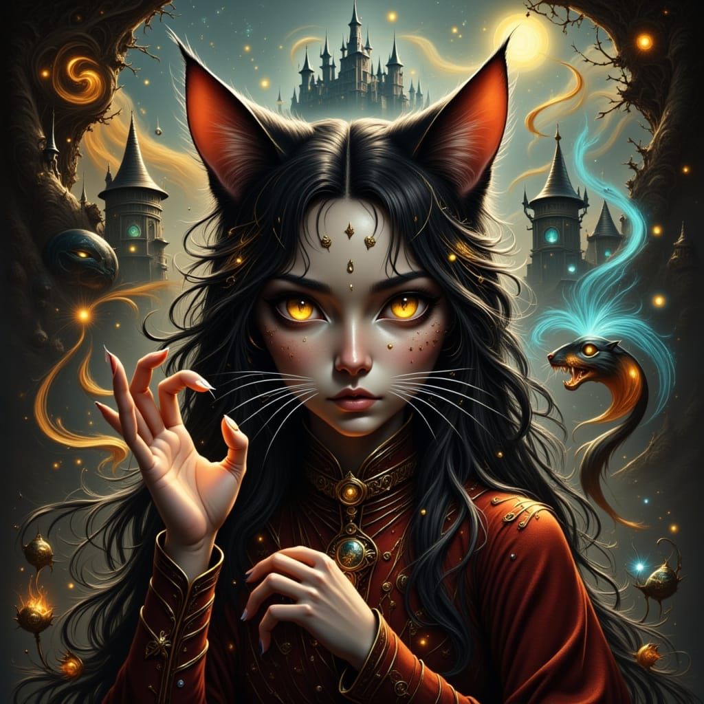 Anthropomorphic cat witch