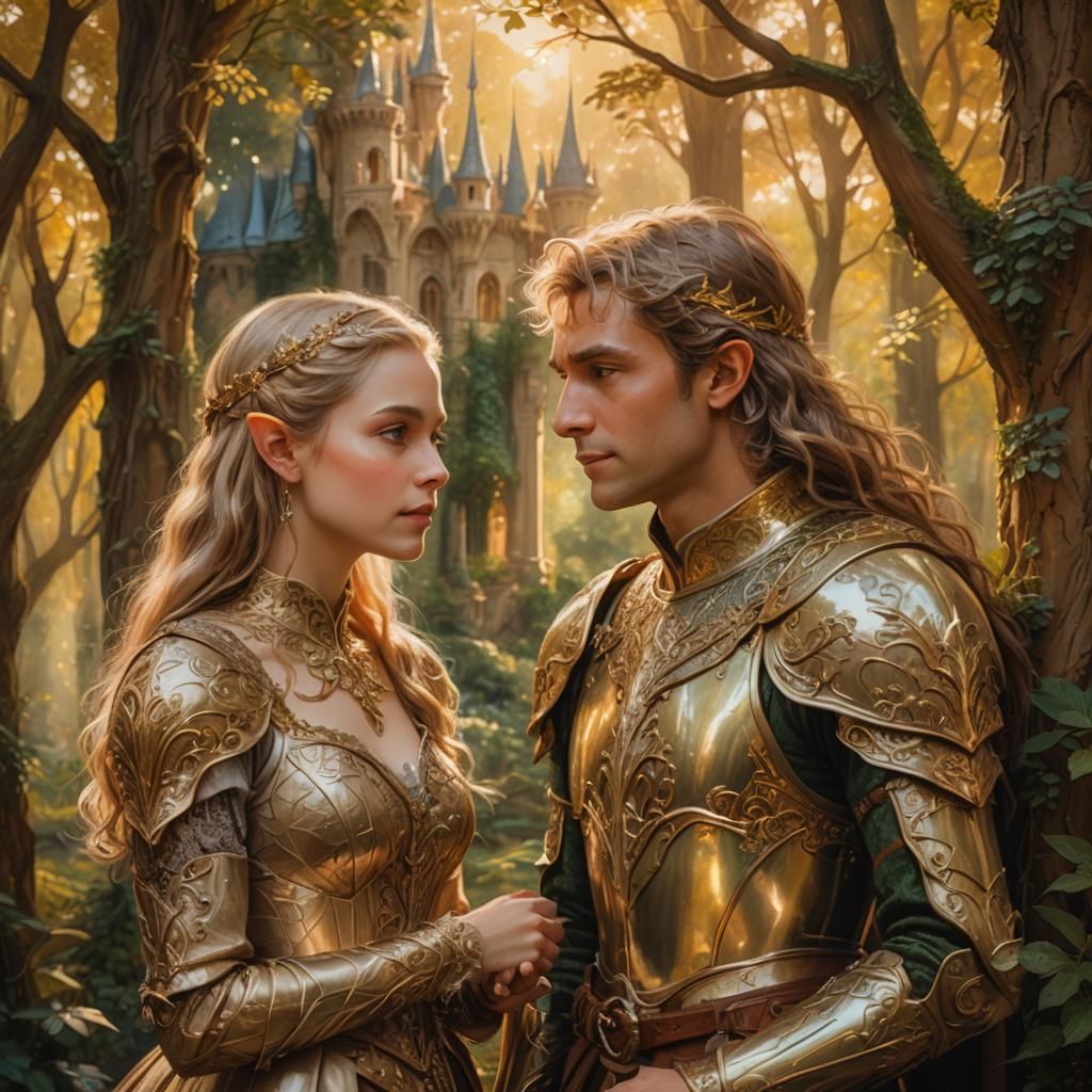 Elegant Fantasy Portrait of Elf in Forest