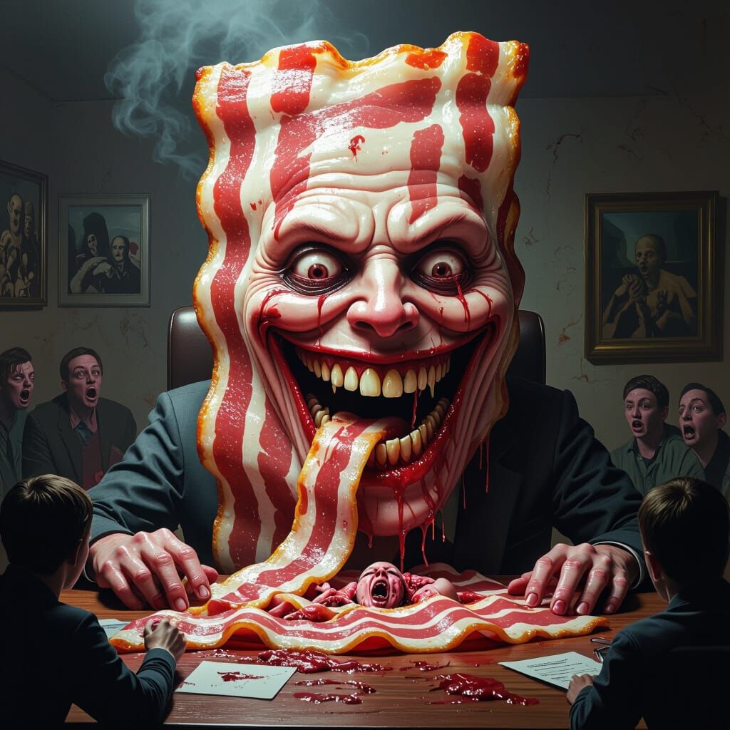 Living Bacon Devouring Humans: Photorealistic Nightmare