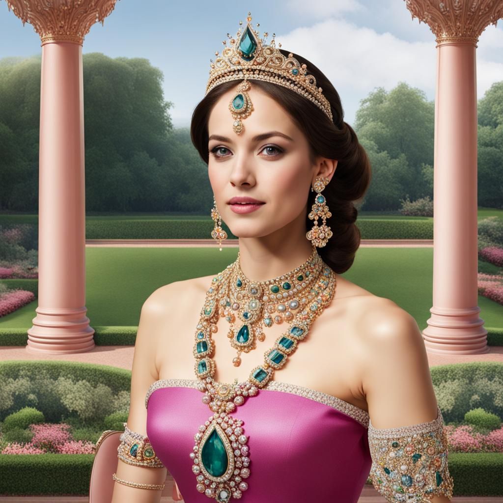 Princess in Palace Garden with Jewels