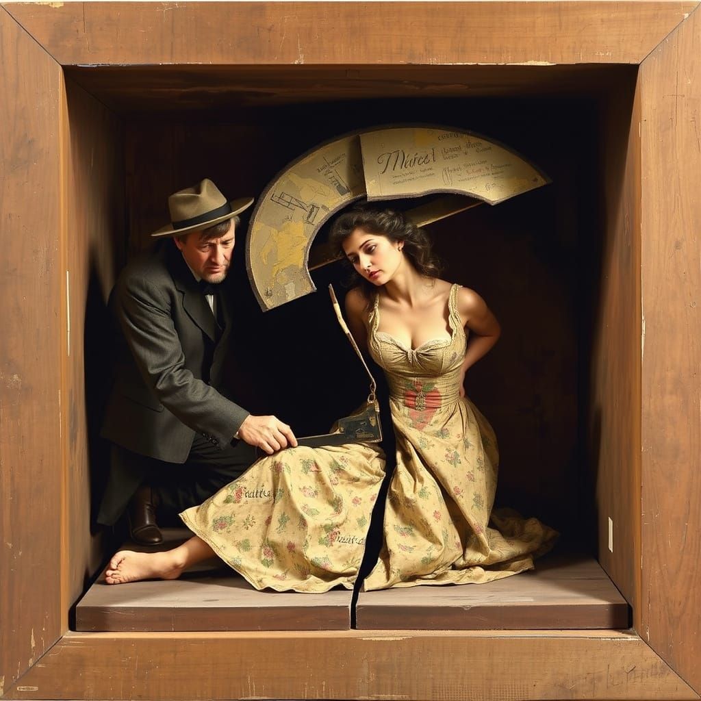 Surreal Magician's Illusion in Mixed Media Collage