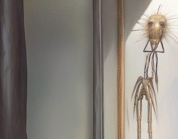 Patient Spider Waits at Door in Fantasy Realism