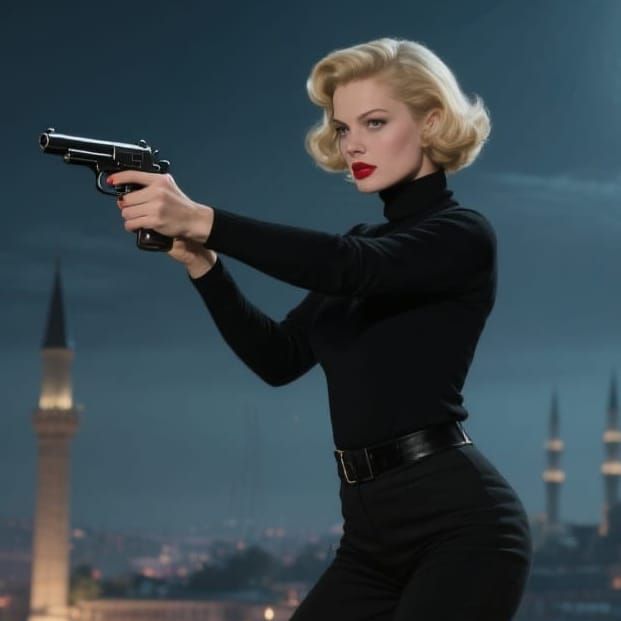 1960s Woman with Pistol on Istanbul Rooftop