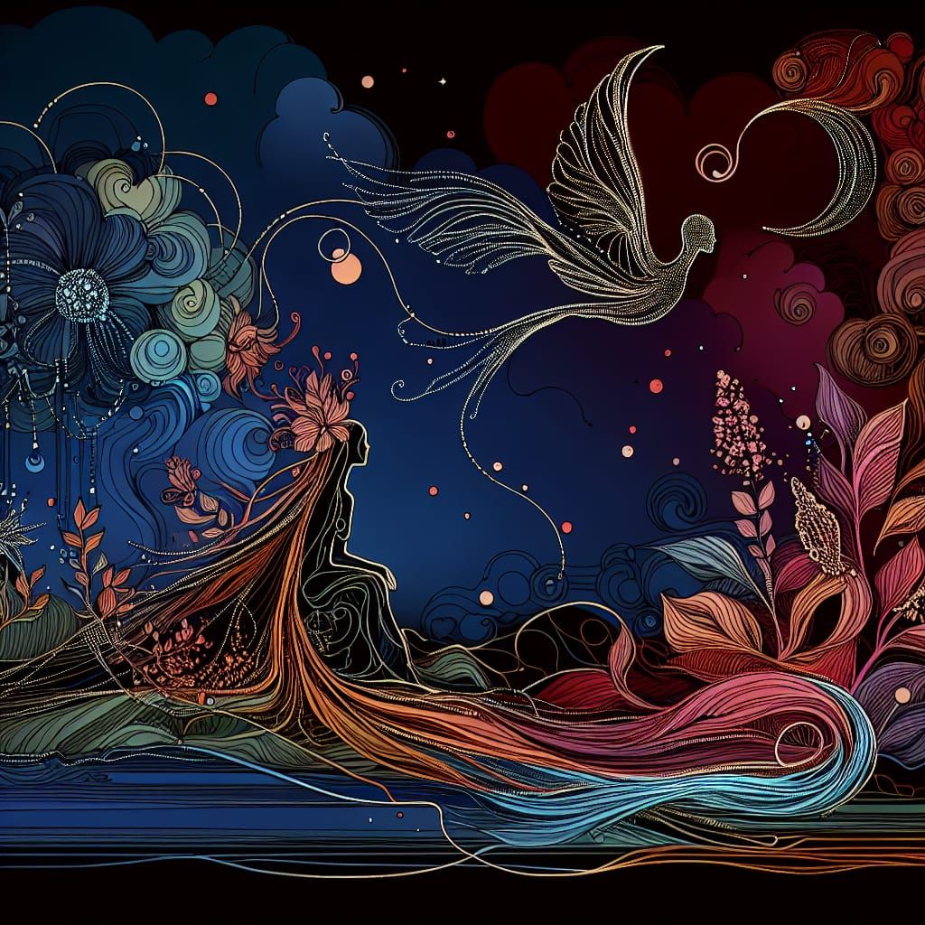 Ethereal Continuous Line Drawing: Letting Go, Letting In