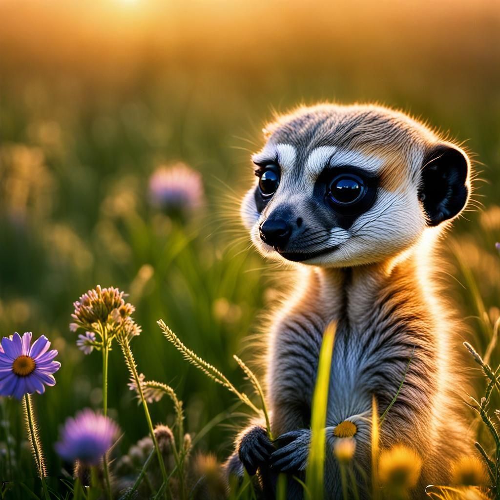 Chibi Meerkat Babies in a Sunny Meadow