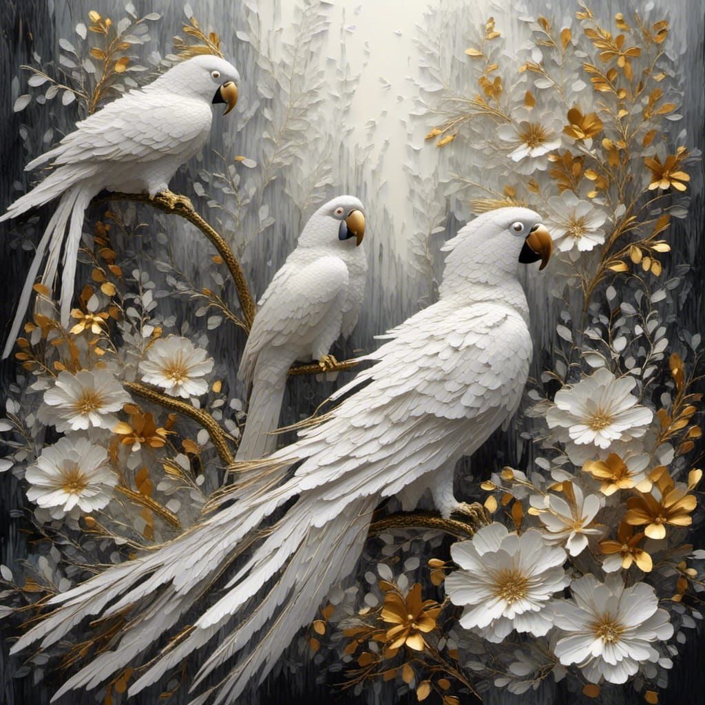 Lace and Gold Parrot in Surreal Mangrove Forest