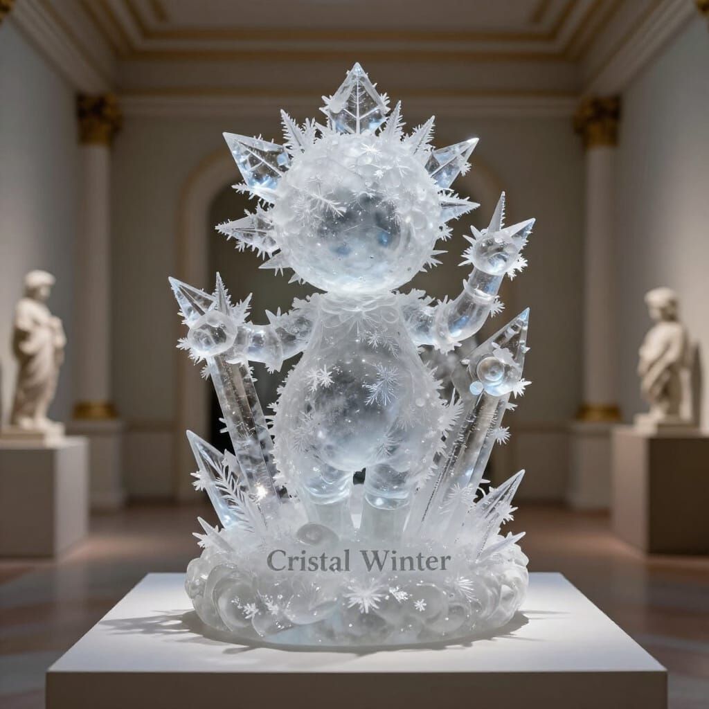 Crystalline Winter Sculpture in Opulent Gallery