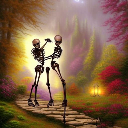 Skeletons in Love, Ethereal Fantasy Flower Garden