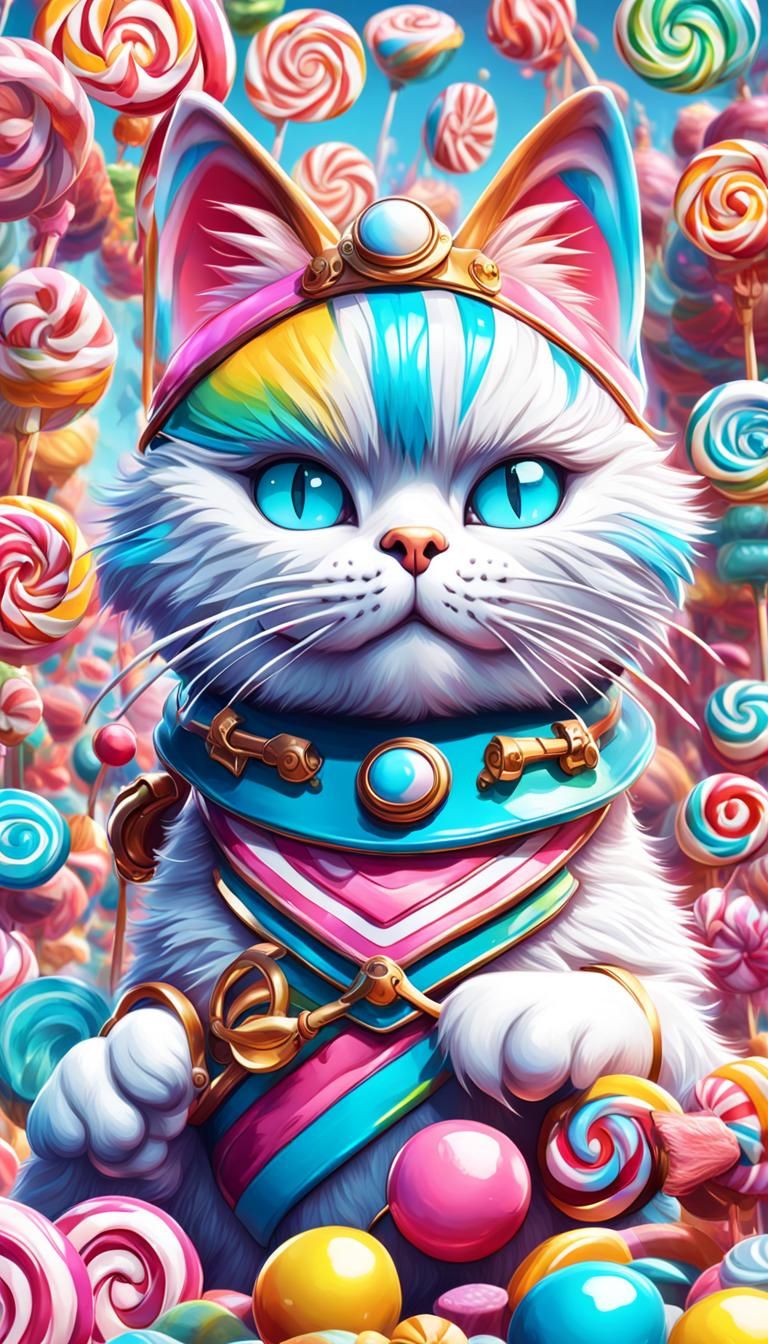 Cat Soldier in Whimsical Candy Art Style
