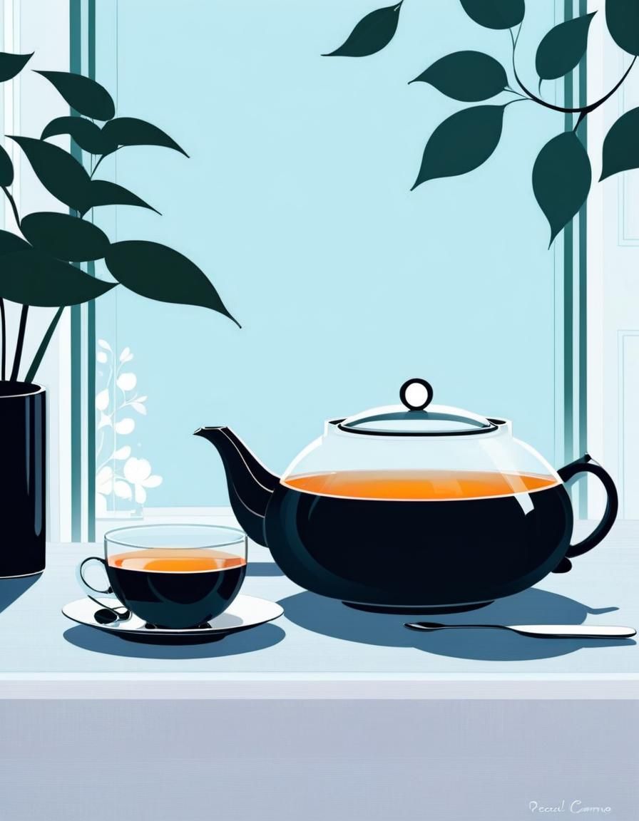 Friends at Tea: Digital Illustration in Cel-Shaded Style