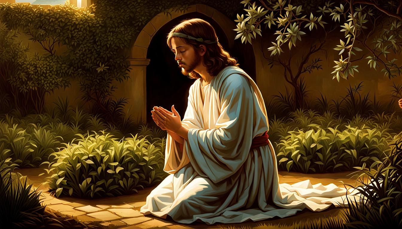 Jesus Praying: A Digital Renaissance-Style Painting