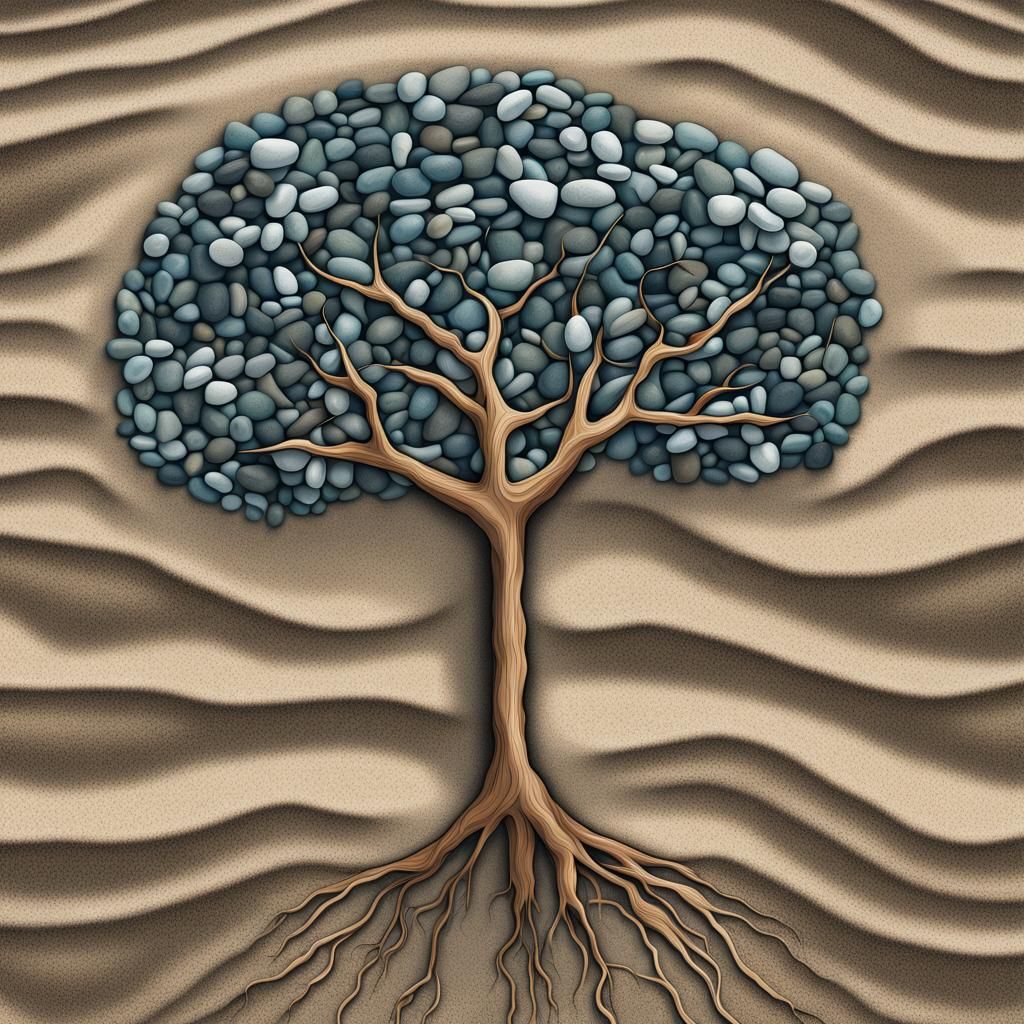 Seaweed Tree on Beach: Pop Art Digital Illustration