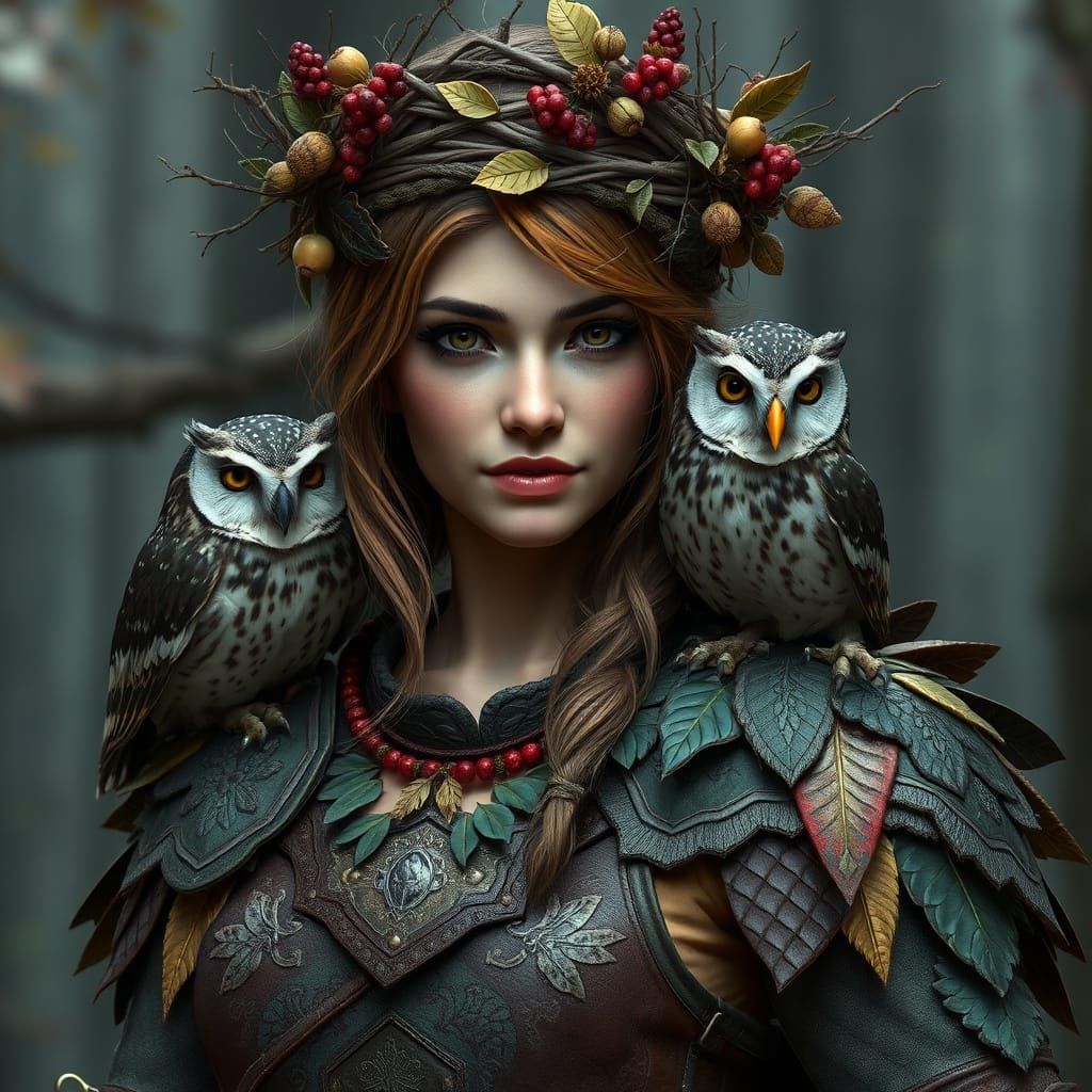 Majestic Forest Princess with Owl Companion