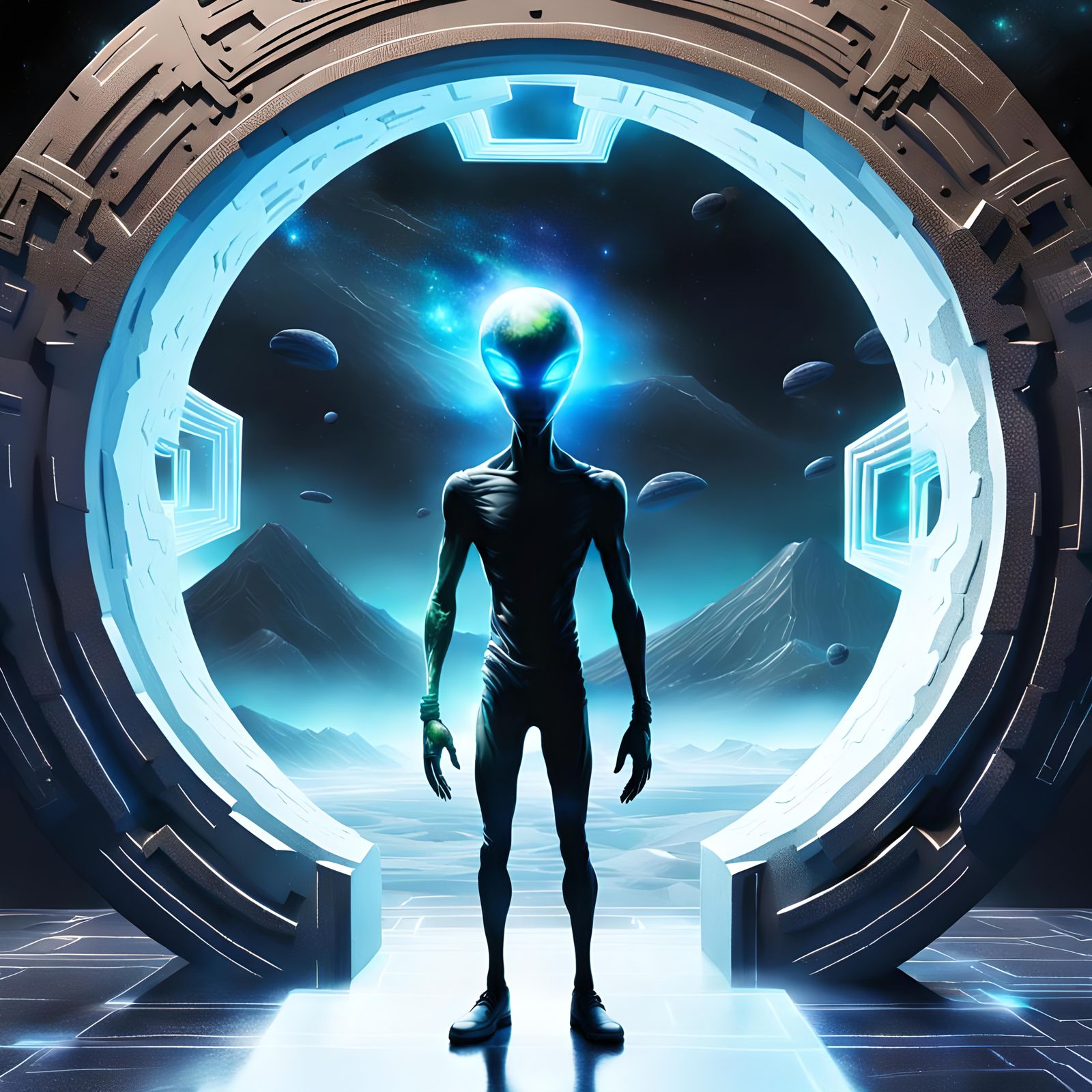 Alien Emerges from Dimensional Portal