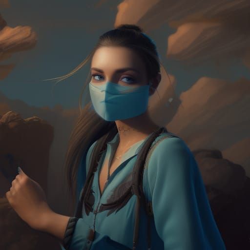 Fantastical Woman in Light Blue Blouse