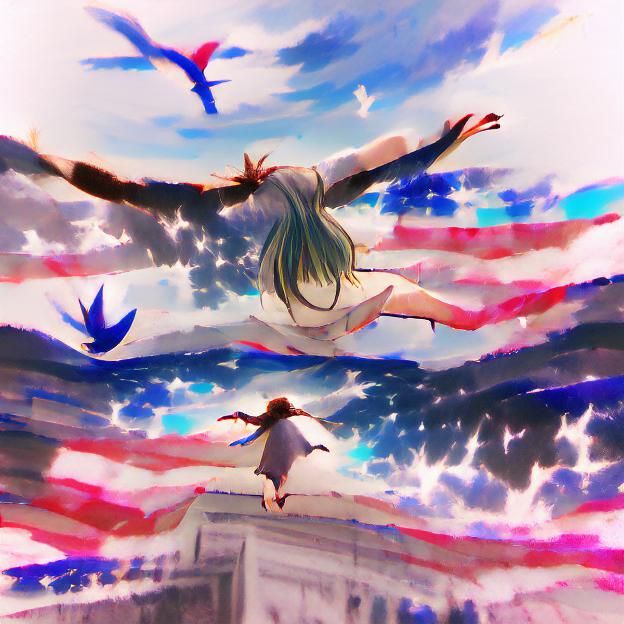 Abstract Concept of Freedom Realized by AI