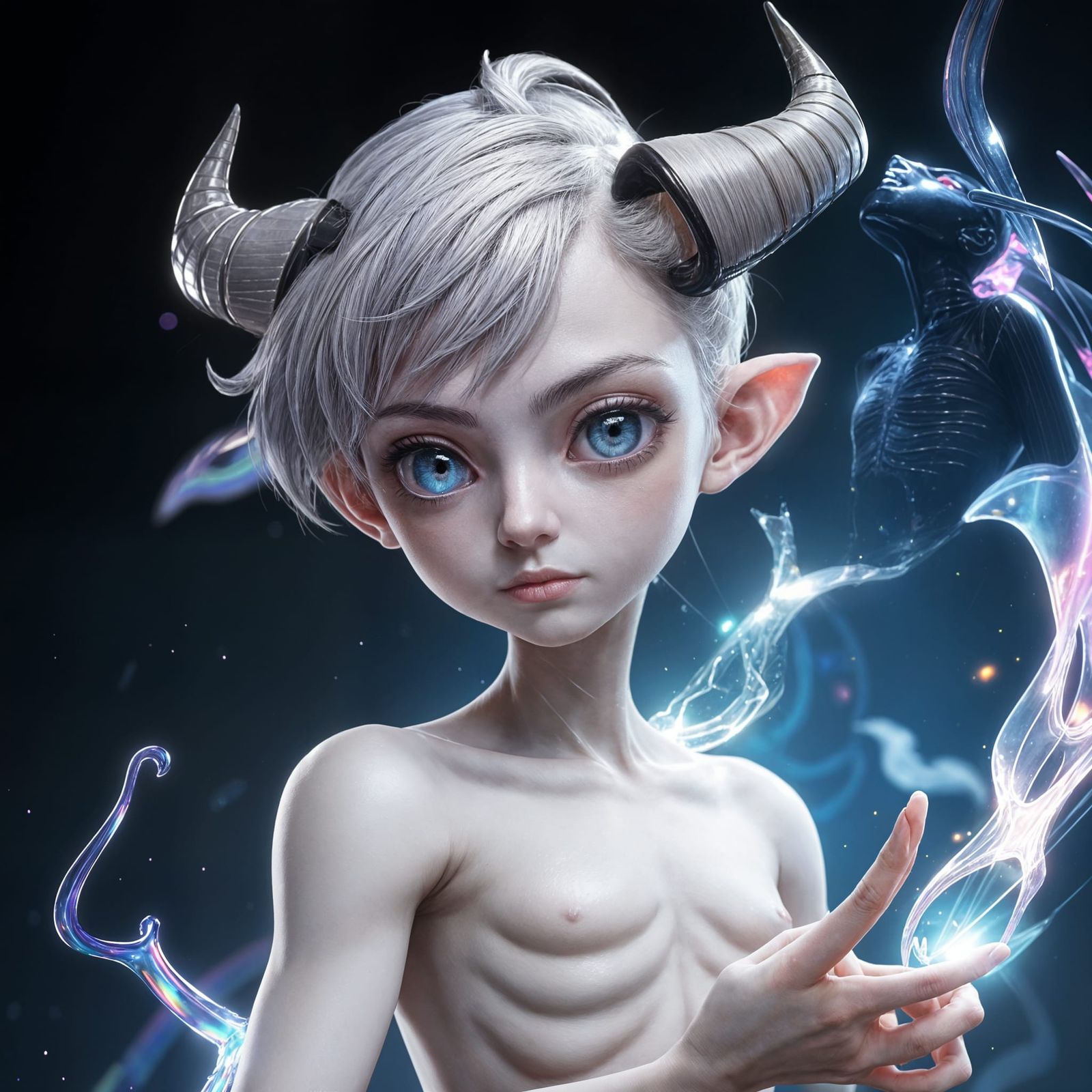 Psychic Boy with Rainbow Eyes in Anime Style