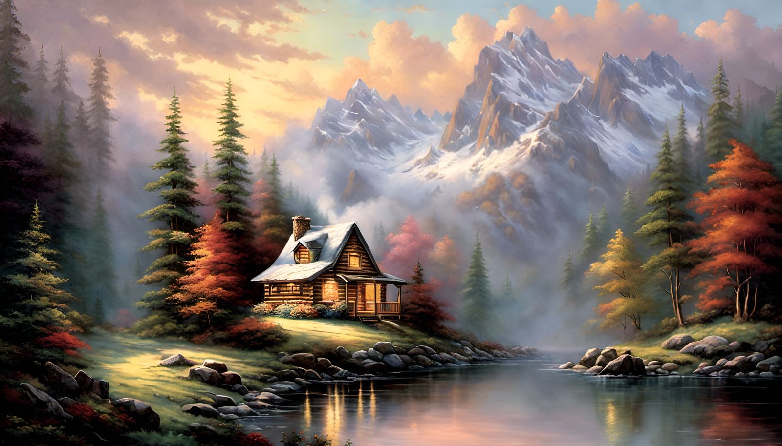 Mountain Majesty Wood Cutter's Cabin-9935  ...God is Available. Do You Want Help?.......see http://pray.look3.com/