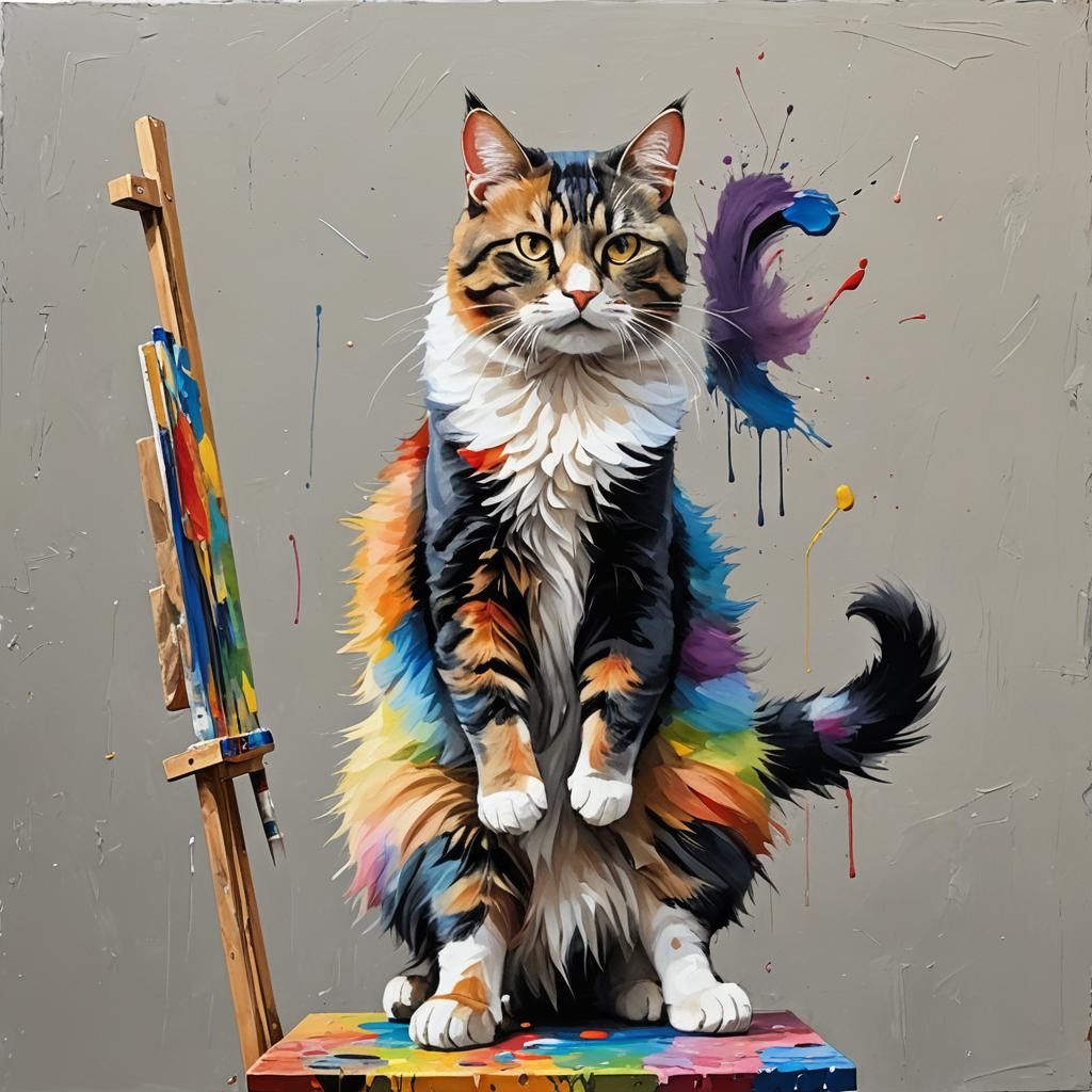 Cat Creates Abstract Art Masterpiece