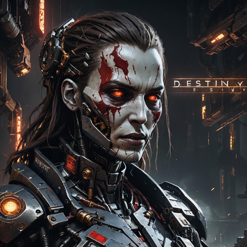 Futuristic Cyborg Face in Hyper-Realistic Digital Art