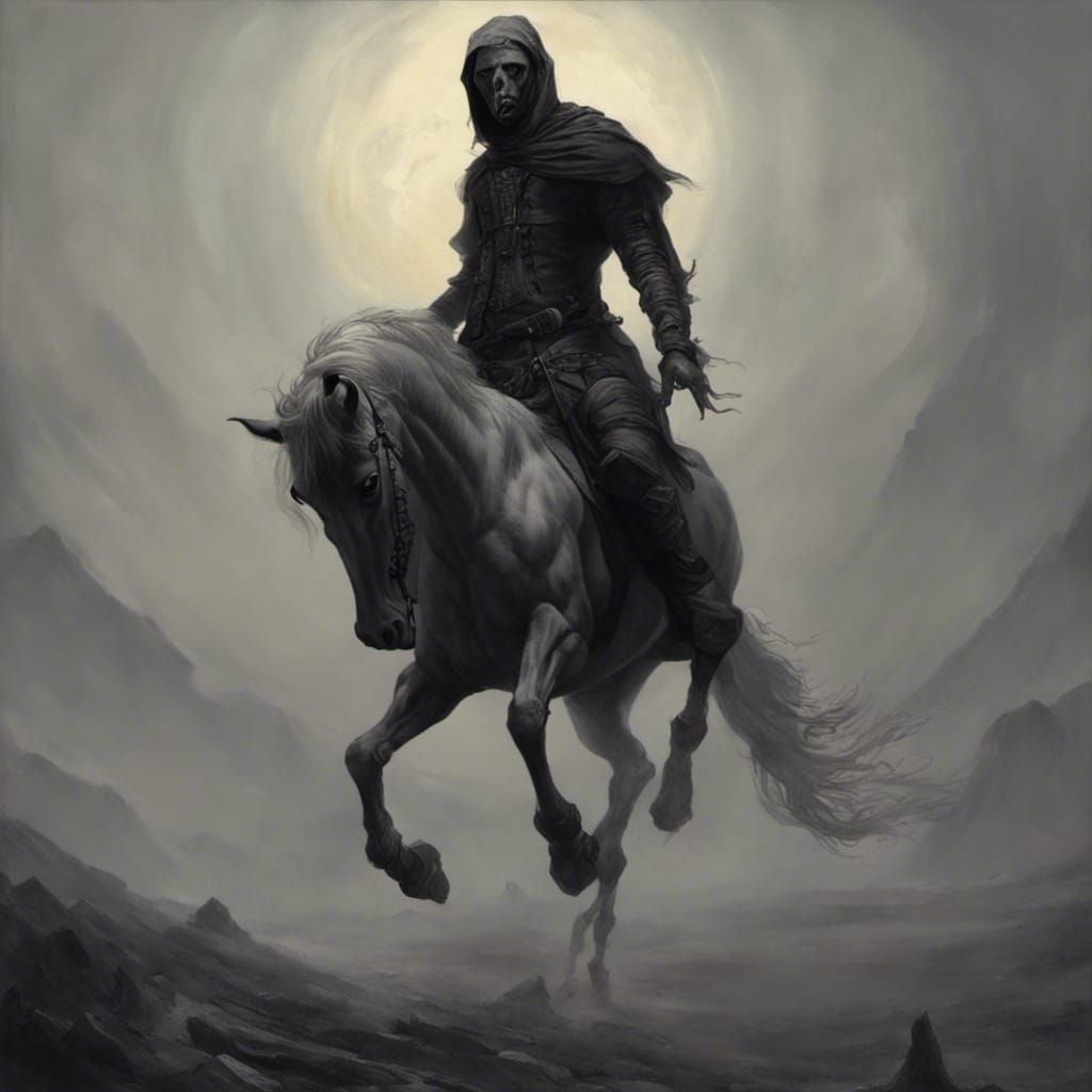 Pale Horse and Death in Engraving Style