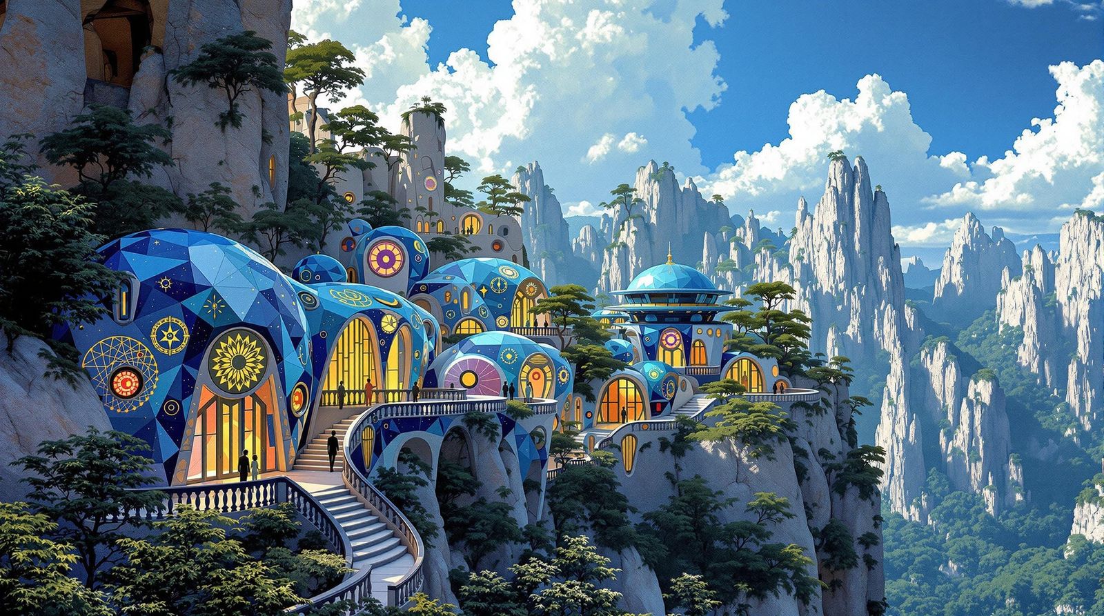 Ethereal Science Utopia in Gustav Klimt Style