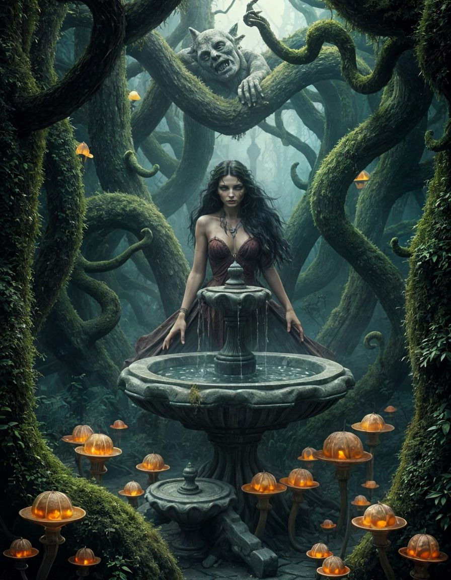 Wicked Woman in Maze, Alphonse Mucha Style